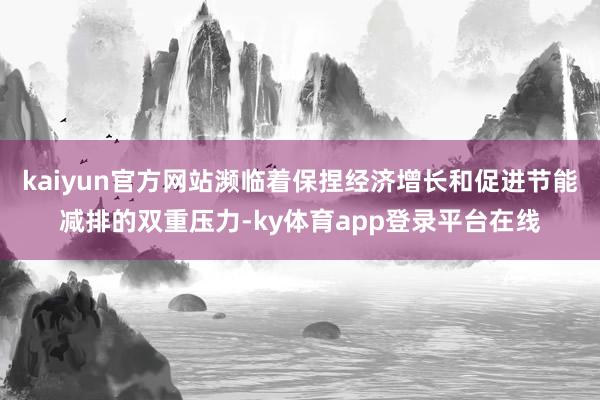kaiyun官方网站濒临着保捏经济增长和促进节能减排的双重压力-ky体育app登录平台在线