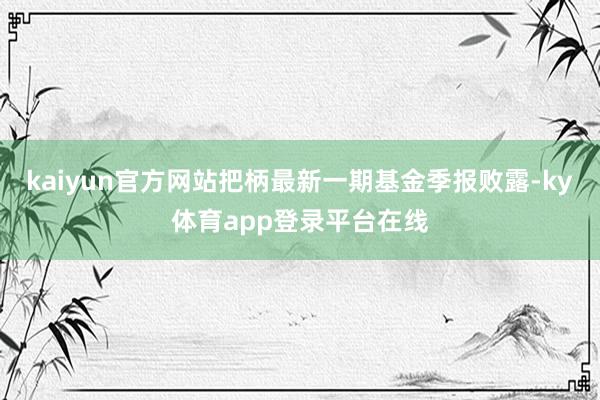 kaiyun官方网站把柄最新一期基金季报败露-ky体育app登录平台在线