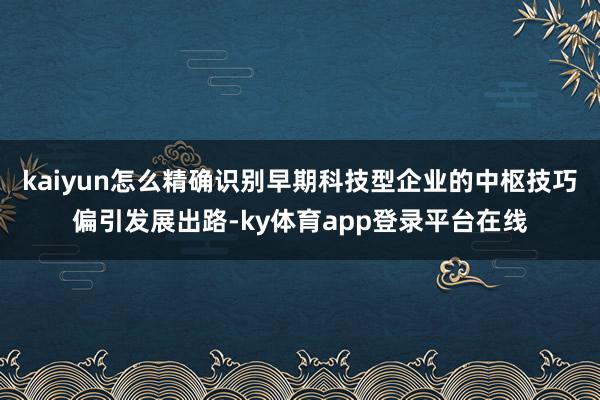 kaiyun怎么精确识别早期科技型企业的中枢技巧偏引发展出路-ky体育app登录平台在线