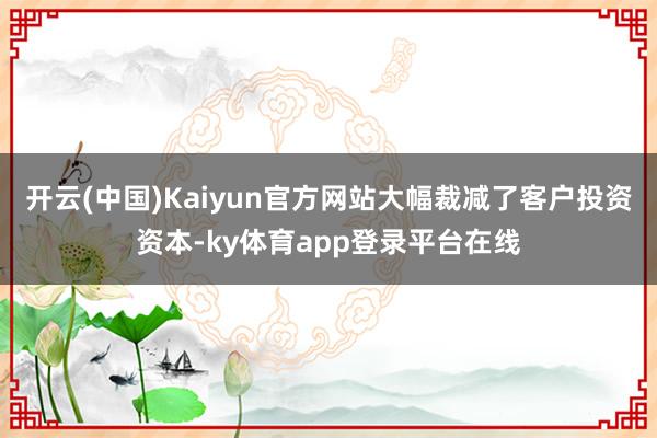 开云(中国)Kaiyun官方网站大幅裁减了客户投资资本-ky体育app登录平台在线