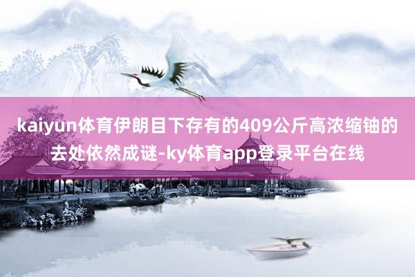kaiyun体育伊朗目下存有的409公斤高浓缩铀的去处依然成谜-ky体育app登录平台在线